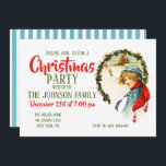 Invitación Vintage Christmas Boy<br><div class="desc">navidades de niños adolescente,  romántico x-mas copos de nieve frío,  pintar ángel de sonrisa de paisaje,  dibujado adorable pequeño feliz,  divertidos niños de color de agua vintage,  invierno alegre nieve,  lindo dibujo de arte adolescente,  retro acuarela navidad,  celebración personalizado ilustracion vacaciones,  adolescente navidades, </div>