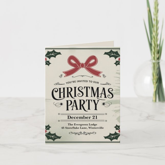 Invitación Vintage Christmas Carol-Themed Fiesta (Anverso)