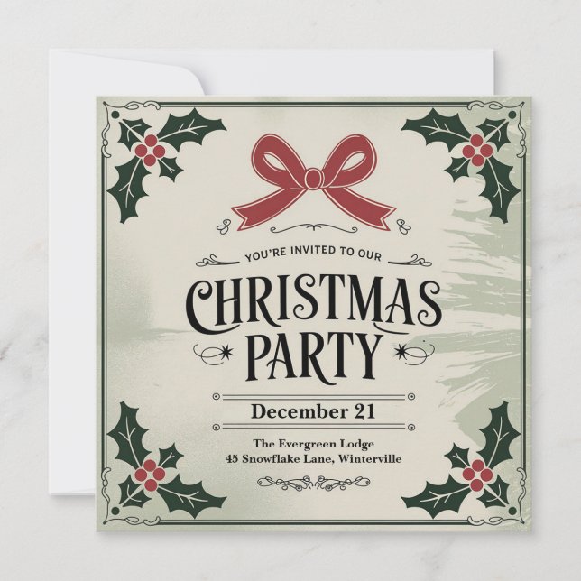 Invitación Vintage Christmas Carol-Themed Fiesta (Anverso)