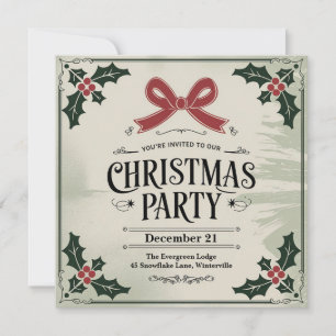 Invitación Vintage Christmas Carol-Themed Fiesta