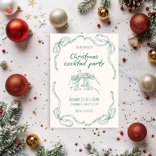 Invitación Vintage Christmas Cocktail Party (Subido por el creador)
