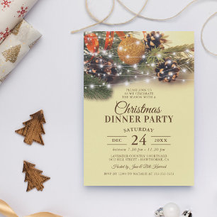 Invitación Vintage Christmas Dinner Fiesta