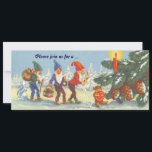 Invitación Vintage Christmas, Elves in the Snow Forest Winter<br><div class="desc">Ilustracion Vintage Victoria Festividad navideña Feliz Navidad con elfos con barbas y gorras puntiagudos caminando en la nieve. Parecen nisse de tomte, nisse o tomtenisse (Suecia) (Noruega y Dinamarca) o tonttu (Finlandia), una criatura mitológica del folklore escandinavo nórdico. El elfo azul lleva una corona, el elfo verde lleva un saco...</div>