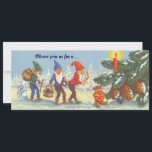 Invitación Vintage Christmas, Elves in the Snow Forest Winter<br><div class="desc">Ilustracion Vintage Victoria Festividad navideña Feliz Navidad con elfos con barbas y gorras puntiagudos caminando en la nieve. Parecen nisse de tomte, nisse o tomtenisse (Suecia) (Noruega y Dinamarca) o tonttu (Finlandia), una criatura mitológica del folklore escandinavo nórdico. El elfo azul lleva una corona, el elfo verde lleva un saco...</div>