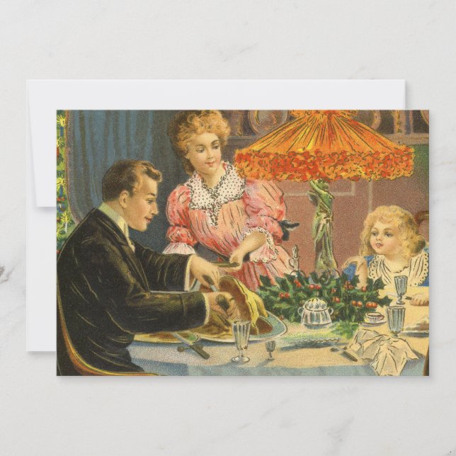 Invitación Vintage Christmas, Family Dinner Invitation (Anverso)