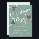 Invitación Vintage Christmas Fiesta Script Candy Cane<br><div class="desc">Invitación de partido de navidades con carta manual</div>