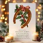 Invitación Vintage Christmas Horseshoe Holly Holiday Party<br><div class="desc">Vintage Navidad Horseshoe Holly Fiesta. Este bonito diseño cuenta con una herradura de Navidades retro atada con una proa y acentuada con un hueso. Personalice este diseño de vacaciones personalizado con sus propios detalles fiestas. Perfecto para una cena familiar o para una fiesta corporativa.</div>