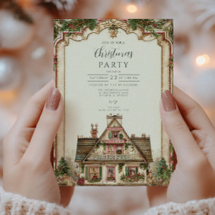 Invitación Vintage Christmas House Celebration
