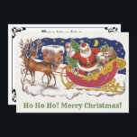 Invitación Vintage Christmas, Jolly Santa Claus con Sleigh<br><div class="desc">Diseño de vacaciones de Navidades de ilustracion de época del clásico libro de cuentos para niños "Fue la noche antes que los Navidades". Este diseño presenta a un alegre Santa Claus con su burla en el trineo de los juguetes que saca su equipo de renos. Santa está a punto de...</div>