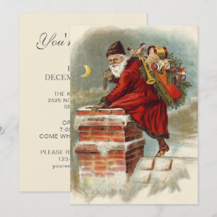 Invitación Vintage Christmas Open House Fiesta Santa Claus