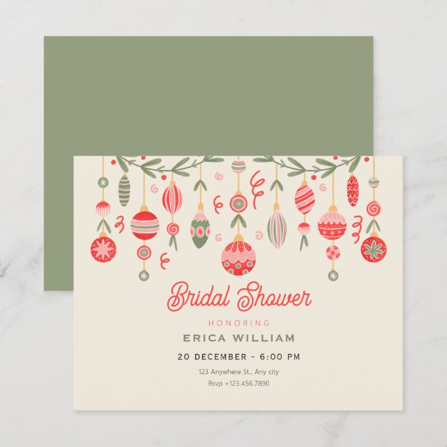 Invitación Vintage christmas ornament bridal shower (Anverso / Reverso)