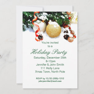 Invitación Vintage Christmas Rustic Ornament Holiday Party