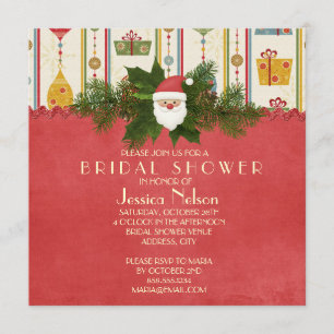 Invitación Vintage Christmas Santa Bridal Shower
