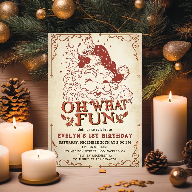 Invitación Vintage Christmas Santa Claus Birday Party (Subido por el creador)