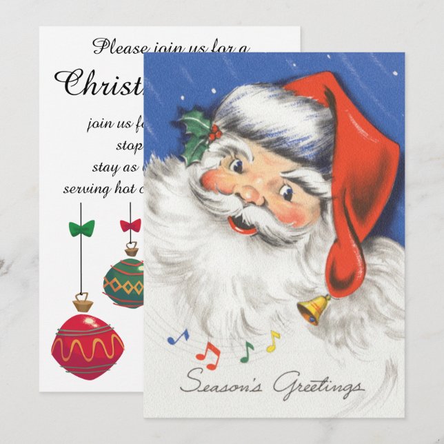 Invitación Vintage Christmas, Santa Claus Music Invitation (Anverso / Reverso)