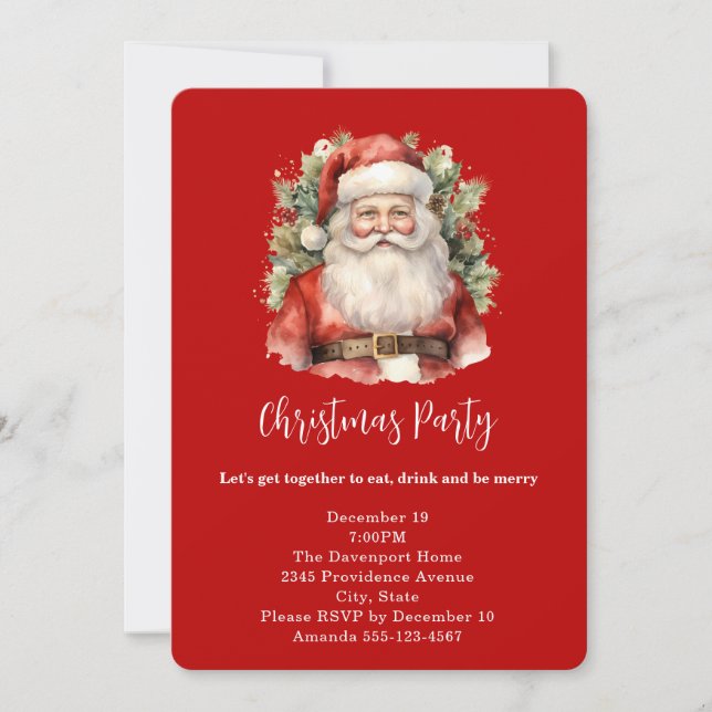 Invitación Vintage Christmas Santa Claus Navidades sonrientes (Anverso)