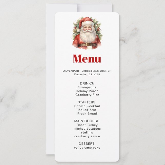 Invitación Vintage Christmas Santa Claus SmiMenu (Anverso)