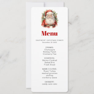 Invitación Vintage Christmas Santa Claus SmiMenu