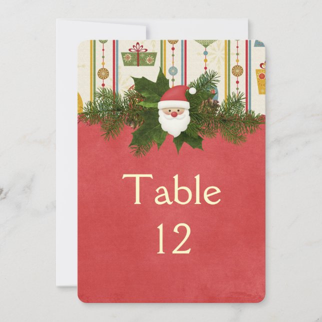 Invitación Vintage Christmas Santa Table Card (Anverso)