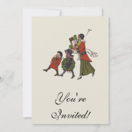 Invitación Vintage Christmas Shopping Family Fun