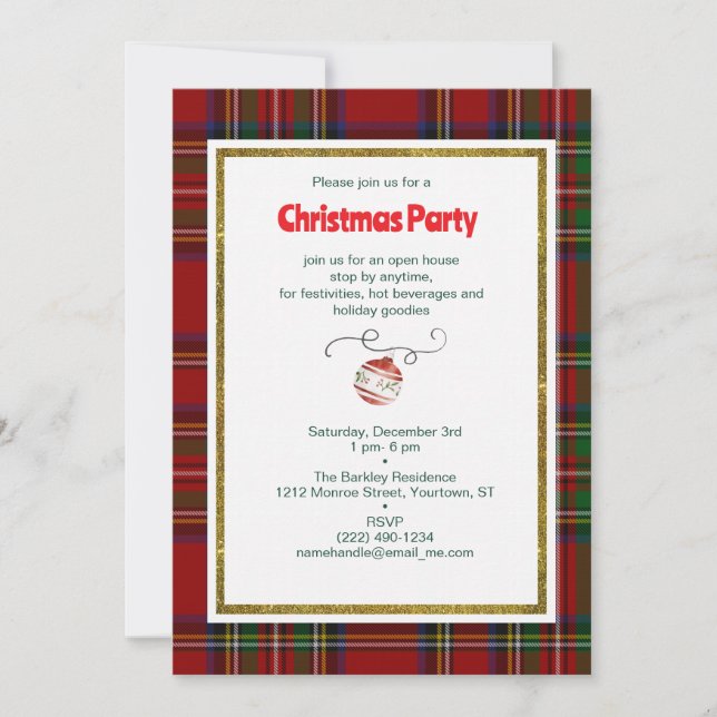 Invitación Vintage Christmas Tartan Plaid (Anverso)