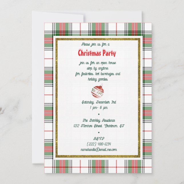 Invitación Vintage Christmas Tartan Plaid (Anverso)