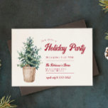 Invitación Vintage Christmas Tree Red Holiday Party<br><div class="desc">Invitación de fiesta de Navidad roja del árbol de Navidad vintage</div>
