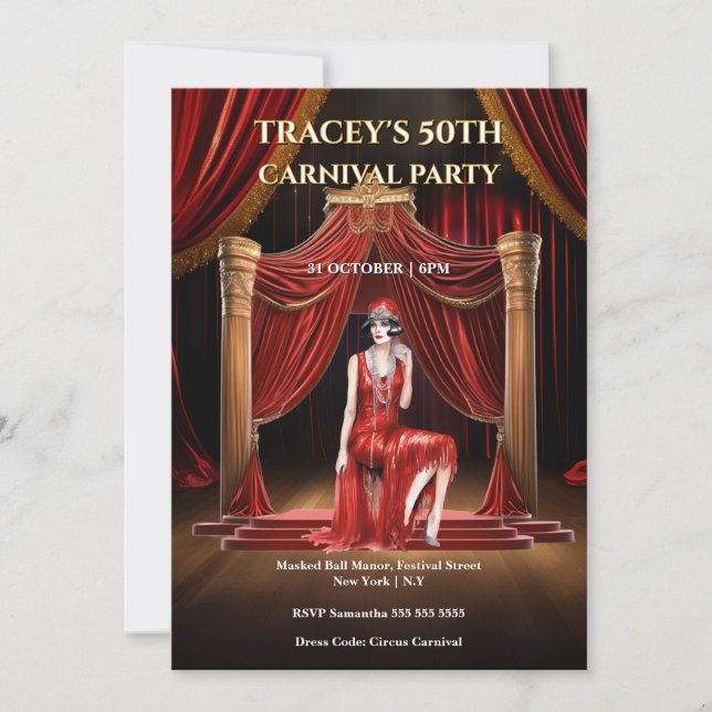 Invitación Vintage Circus 50th Birthday Invitation (Anverso)