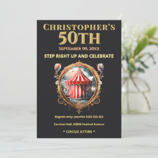 Invitación Vintage Circus 50th Birthday Invitation