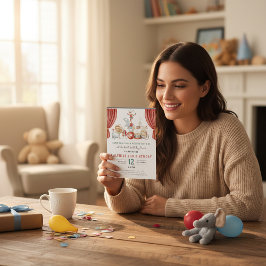 Invitación Vintage Circus Animals 2nd Birthday Invite