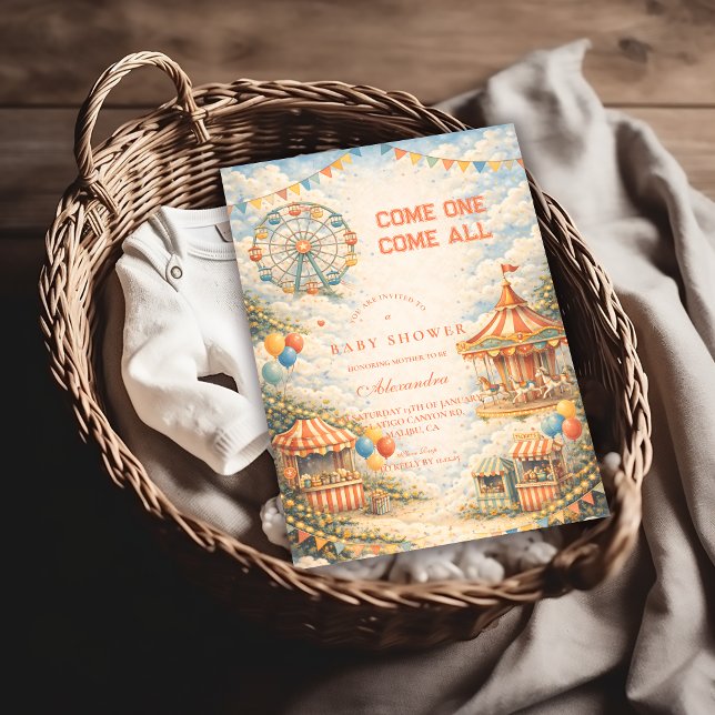 Invitación Vintage Circus Baby Shower (Subido por el creador)