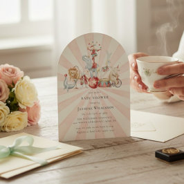 Invitación Vintage Circus Baby Shower with qr code Invitation