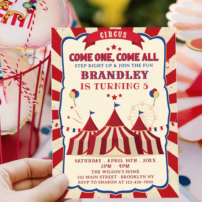 Invitación Vintage Circus Carnival Birday Party (Subido por el creador)