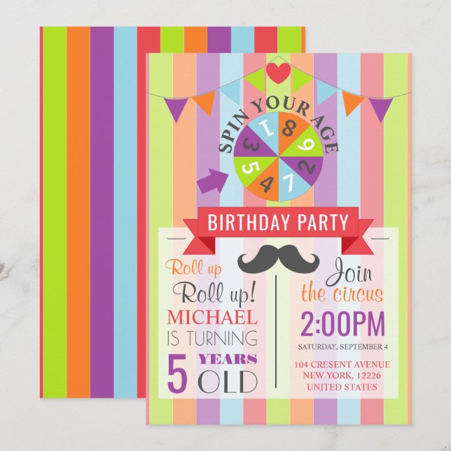 Invitación Vintage Circus Poster (Anverso / Reverso)