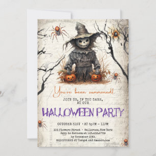 Invitación Vintage clásica tradición Halloween espantapájaros