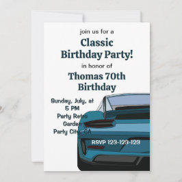 Invitación Vintage Classic Car Birday Party