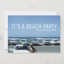 Invitación Vintage Classic Carros Blue Ocean Beach Fiesta
