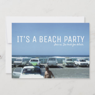 Invitación Vintage Classic Carros Blue Ocean Beach Fiesta