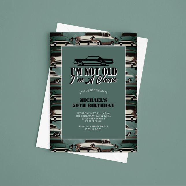 Invitación Vintage Classic Cars 50 cumpleaños (Subido por el creador)