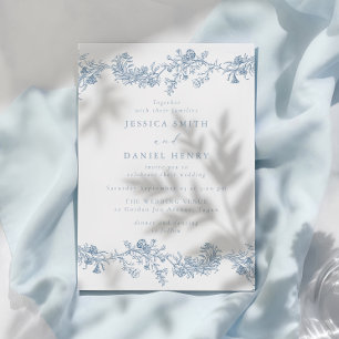 Invitación Vintage Classic Chinoiserie Boda floral