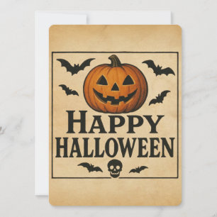 Invitación Vintage/classic Happy Halloween jack-o-lantern