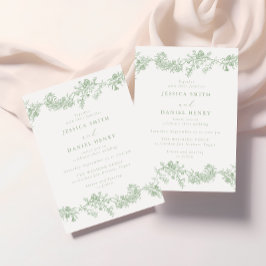 Invitación Vintage Classic Sage Green Floral Wedding