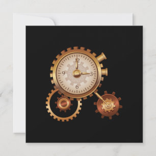 Invitación Vintage Clock Time Machine Time Travel Science Fic
