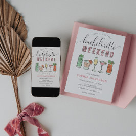 Invitación Vintage Cocktail Bachelorette Party Itinerary