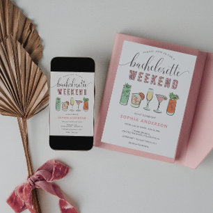Invitación Vintage Cocktail Bachelorette Party Itinerary