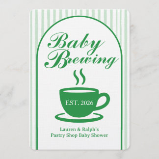 Invitación Vintage Coffee Shop Baby Shower - Vintage Green
