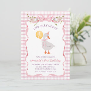 Invitación Vintage color rosa morado 1° cumpleaños