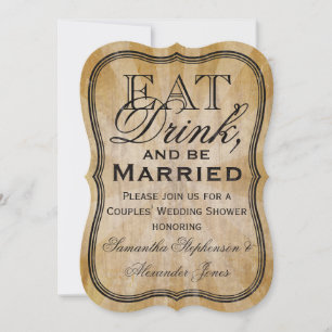 Invitación Vintage Come, bebe y sé casada con la ducha