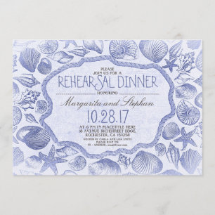 Invitación vintage conchas náuticas de playa ensayo cena