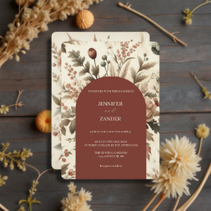 Invitación Vintage Cottagecore Terracotta Floral acuarela